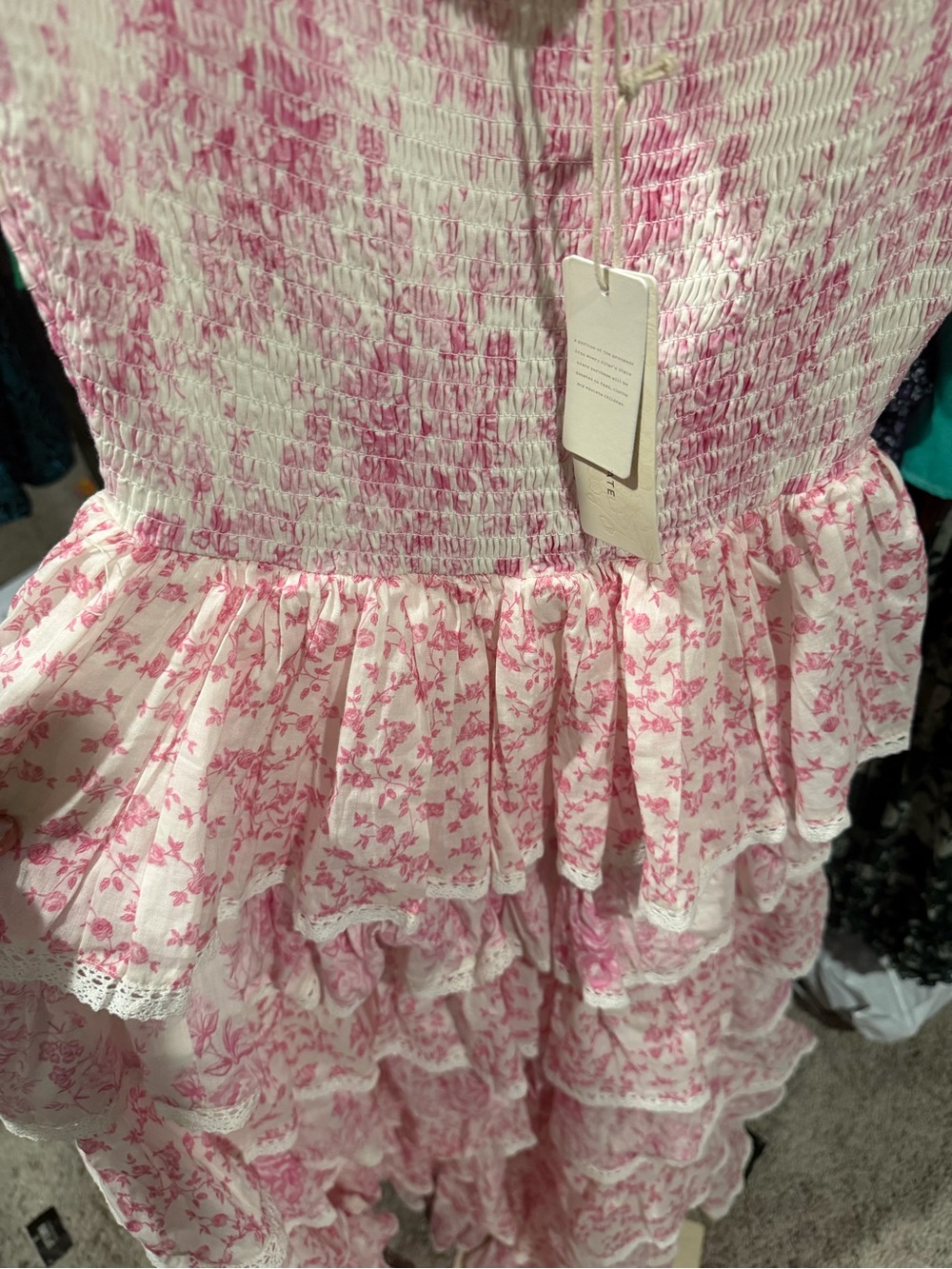 Altar'd State Pink Floral Tiered Ruffle Maxi Dress - Picture 3 of 5